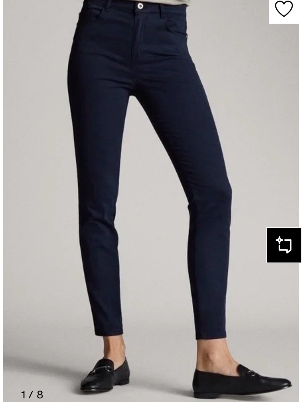 Massimo Dutti Navy Slim Fit Ankle Jeans High Rise Stretch Size 10 / EUR 42